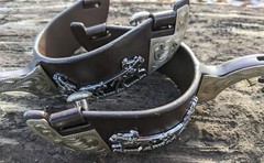 Western Spurs – Brown Iron and Silver – Team Roping Motif – Mens