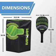 Kan Jam Pack ‘N Go Pickleball Set, Portable Outdoor Game with 2 Wooden Paddles