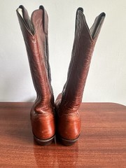 Justin 2301 Brown Leather Western Cowboy Equestrian Boots Made in USA Size 8.5D