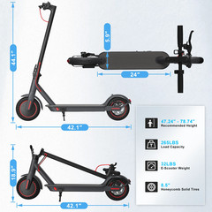 OBX Electric Scooter Adults 350W Foldable E-Scooter 18MPH 12-16 Mile Range