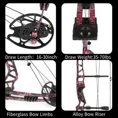 Compound Bow Hunting Kit 35-70LBS Adjustable 16-30″ Draw Length Hunting Target
