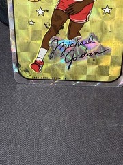 1988 Royal Prism Jewel Michael Jordan Gold Large Square Vending Sticker STAINS