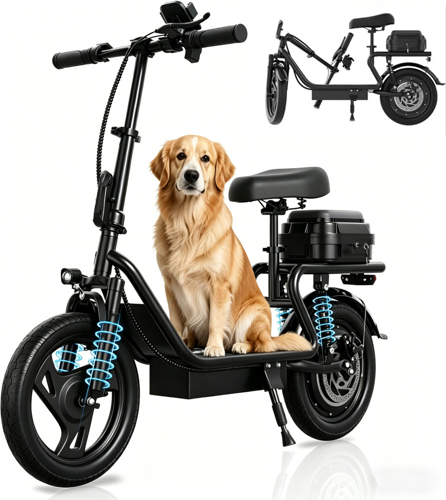 Adult Electric Scooter with Seat, Commuter Foldable, 500W 22.5Ah 22mph