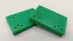 Pair of VINTAGE Skateboard Solid Green RISER PADS ~ 1/2″ ~ Hard Rubber