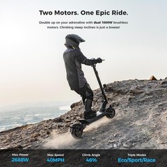 Ausom L2 Max Electric Scooter for Adults 2*1000W 56Miles Dual Motor E-Scooters