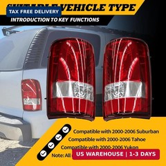 Tail Light W/O Bulbs Compatible with 2000-2006 Suburban 1500 2500 Tahoe Yukon Re