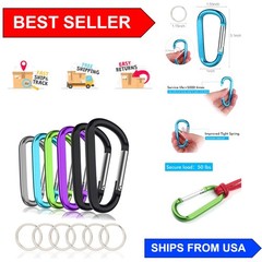 Multi-Purpose Aluminum Carabiner Keychain Clips – 6 PCS for Outdoor Use