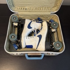 Vintage Nike High-Top Leather Roller Skates — White/Navy Blue ~size 8 Men
