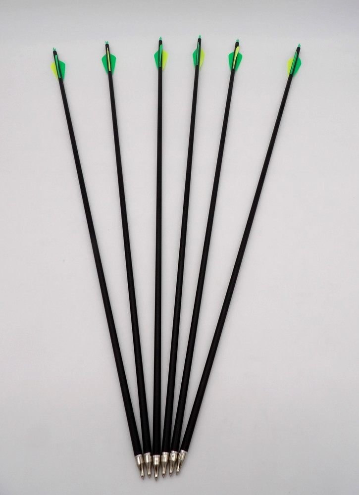 Carbon Arrows with fletching and field points – Qty 6 – 31″ – Unbranded – New