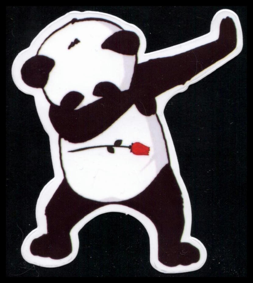 Dabbing Panda Rose Sticker 3 Inches x 3 Inches Skateboard Decal