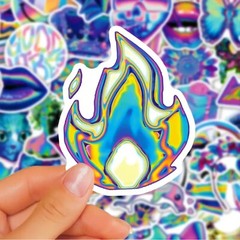 50pc HOLOGRAPHIC COLORFUL STICKER MIX, Waterproof, Cars-Phones-Bikes-Skateboards