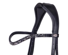 QHP Lupine Patent Leather Dressage Bridle – Black/Gun Metal or Dark Brown/Beige