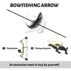 6/12Pcs Bow Fishing Arrows 8mm Fiberglass Arrow with Nock and Safety Slide Fi…