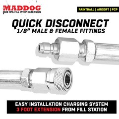 CLEARANCE Maddog Paintball Fill Whip Hose Extension 36″ Stainless Steel 4500 PSI