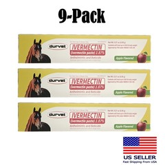 Lot of 9 Horse Dewormer Paste 1.87% – Apple Flavor – EXP: 10/2027+