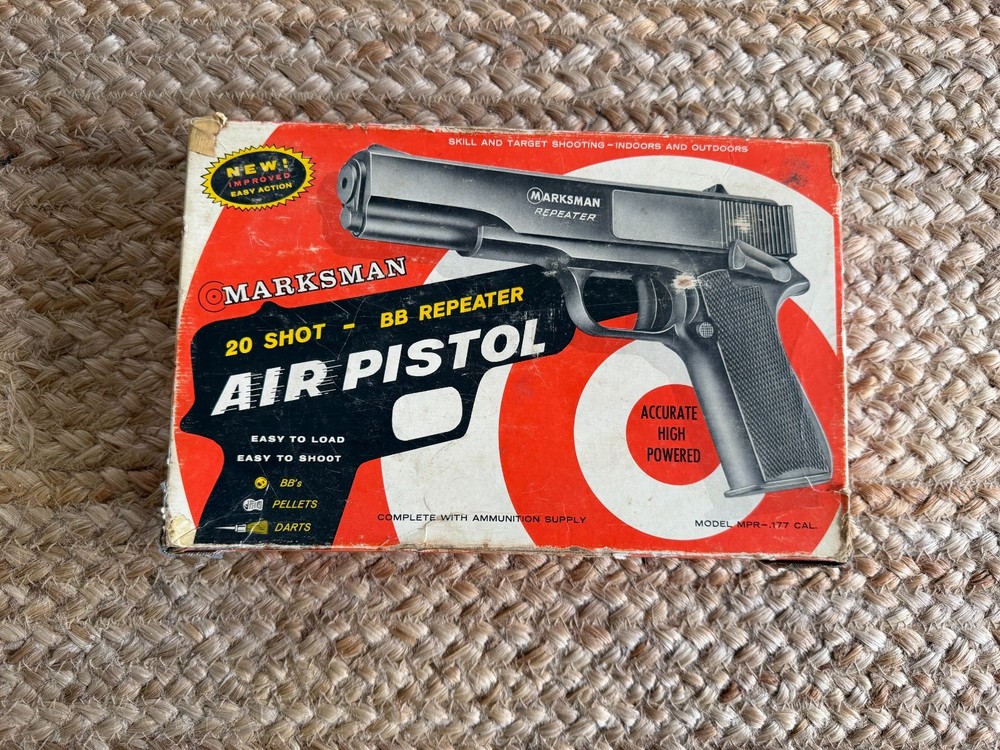 Vintage Marksman Repeater .177 BB, Darts Cal Air Pistol W/ Original Box, Manual