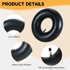 2 Pack 15×6.00-6 Inner Tube | Durable Replacement Tire Tubes with TR-13 Valve…