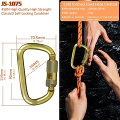 DEKABR Heavy Duty Climbing Carabiner Autolock, Alloy Steel, 45KN, ANAB Certified