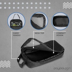 Cornhole Bag Carrying Case 4-Pack Mesh Window Name Tag Slot Zippered Top Handle