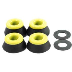 BONES HARDCORE BUSHINGS – BLACK/YELLOW – MEDIUM SKATEBOARD TRUCK BUSHINGS 91A
