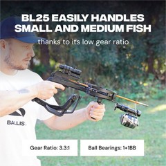 BALLISTA BAT Compound Crossbow Pistol w/Bowfishing Arrows, Reel BL25, Reel Mount