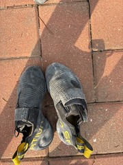la sportiva ondra comp, yellow and black, heavily worn, very aggressive, 37.5 EU