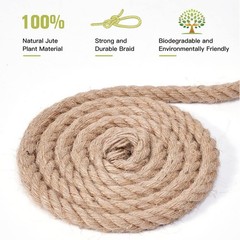 1/2 Inch 200 FT Jute Rope Heavy Duty Natural Twisted Hemp Gardening Landscape