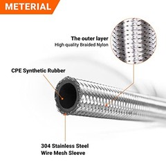 3 FT 6AN 3/8″ ID Fuel Line Stainless Steel Braided Hose Kit, With 3/8″ ID, 3FT