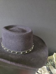 Vintage Pigalle 7X Wool Felt Gambler Hat Black Studded Leather Band Size 6 3/4