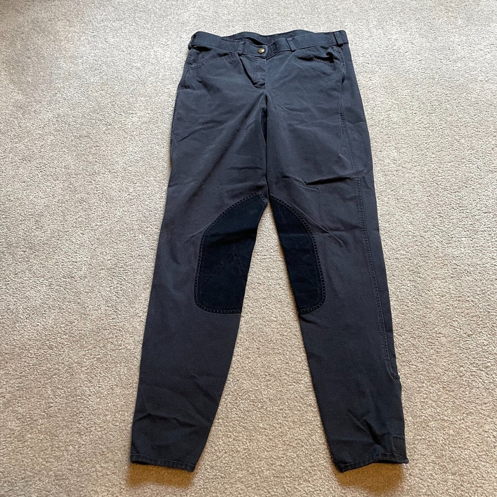 Dover Saddlery Breeches Womens 26 Black Zip Equestrian Knee Patch Riding Pockets