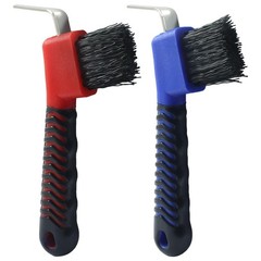 Red Blue Horse Hoof Pick Brushes Soft Touch Rubber Handle