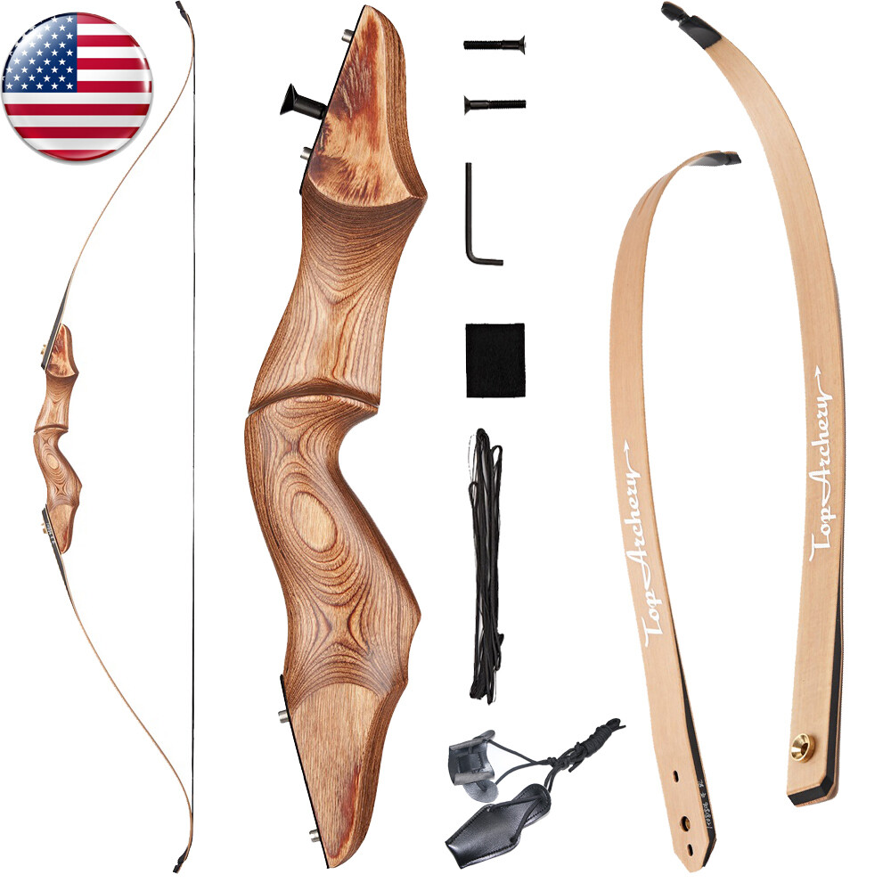60» Archery Takedown Recurve Bow Wooden Riser Bow for Right Hand Hunting Target