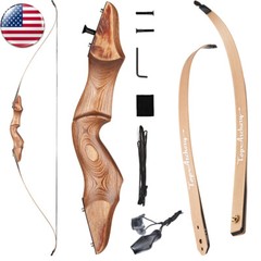 60» Archery Takedown Recurve Bow Wooden Riser Bow for Right Hand Hunting Target