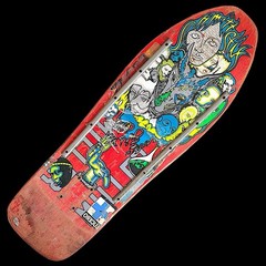Vintage 1989 Schmitt Sticks Chris Miller “Faces” Skateboard Deck Used