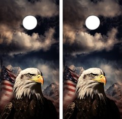 Bald Eagle With Flag Cornhole Board Wrap LAMINATED Decals Vinyl Sticker #4688