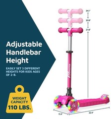 Durable Mini Kids Scooter with Multi-Color Lights & Easy Lean-To-Steer Design