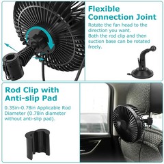 1Pc Car Cooling Fan Portable Rotatable USB Vehicle Fan Backseat Clip Fan Dashboa
