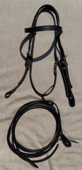 WEAVER Western Horse Browband Headstall w/ Split Reins BLACK LEATHER BRIDLE SET