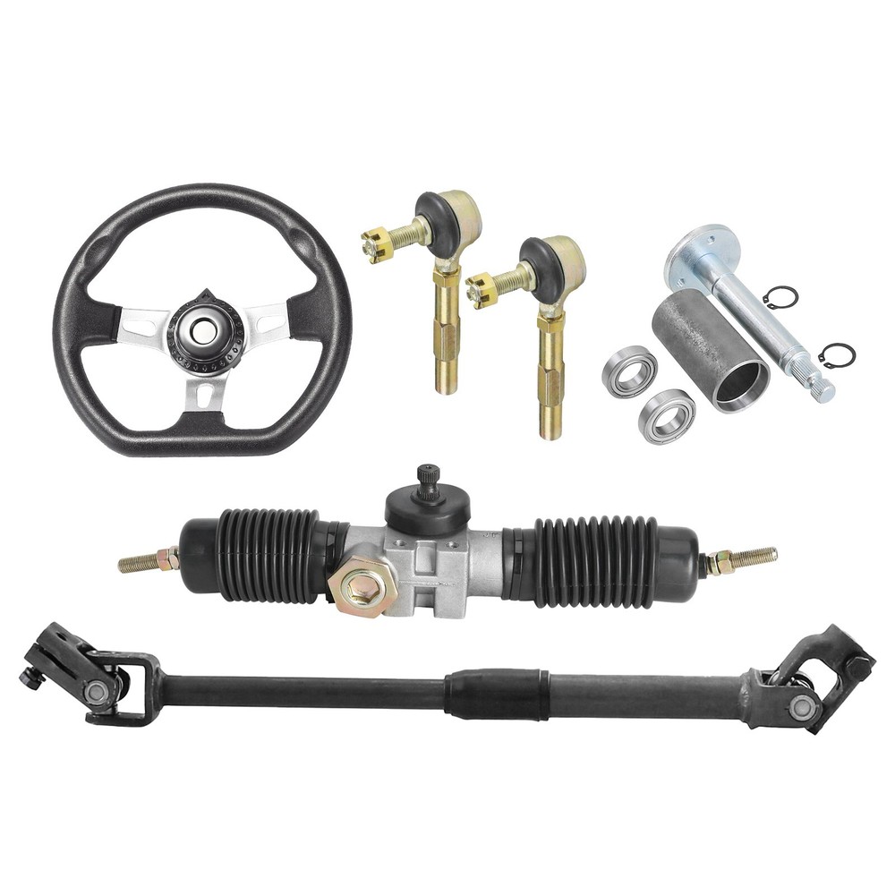 Go kart Steering Wheel Tie Rod End Gear Rack Pinion Shaft Kit For ATV Golf Quad