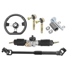 Go kart Steering Wheel Tie Rod End Gear Rack Pinion Shaft Kit For ATV Golf Quad