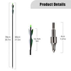 12Pcs 30″ Archery Carbon Arrows Turkey Feathers SP 500 for Recurve&Compound Bow