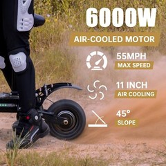 6000W Dual Motor 38AH Electric Scooter For Adult 11″ Off Road Tires With Seat