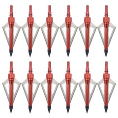 12PCS Archery 100 Grain Hunting Broadheads Stainless Steel Arrowheads with Case