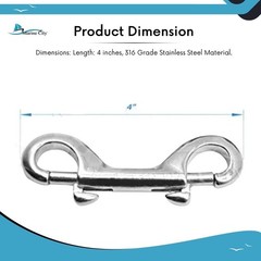 MARINE CITY Double Ended Clip Snap Hook Clip 316 Stainless Steel for Ropes (4″)
