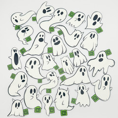 25x glow in the dark halloween ghost stickers pack waterproof vinyl decals