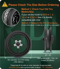 2-Pack 50/75-6.1 Electric Scooter Tire and Tube Replacement Set – 8.5×2.0 Thicke