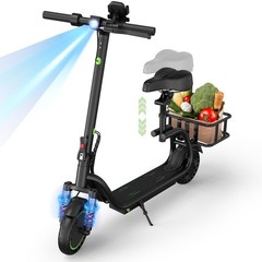 Foldable Electric Scooter with Seat & Basket, 17miles Max Range Front Suspension