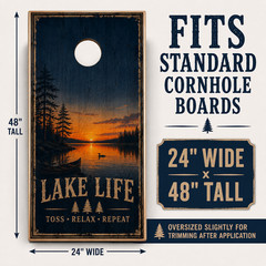 Lake Life Cornhole Board Wraps Set of 2 Cabin Sunset Vinyl Decals 24×48
