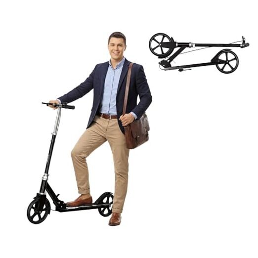 Non-Electric Scooters for Kids 8-12, Teens & Adults – Foldable Commuter Black
