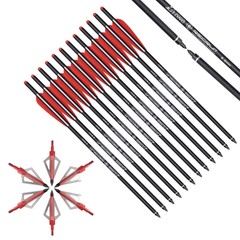 12pcs 18/20 Inch Archery Carbon Arrow Hunting Arrows for Compound&Recurve Bow